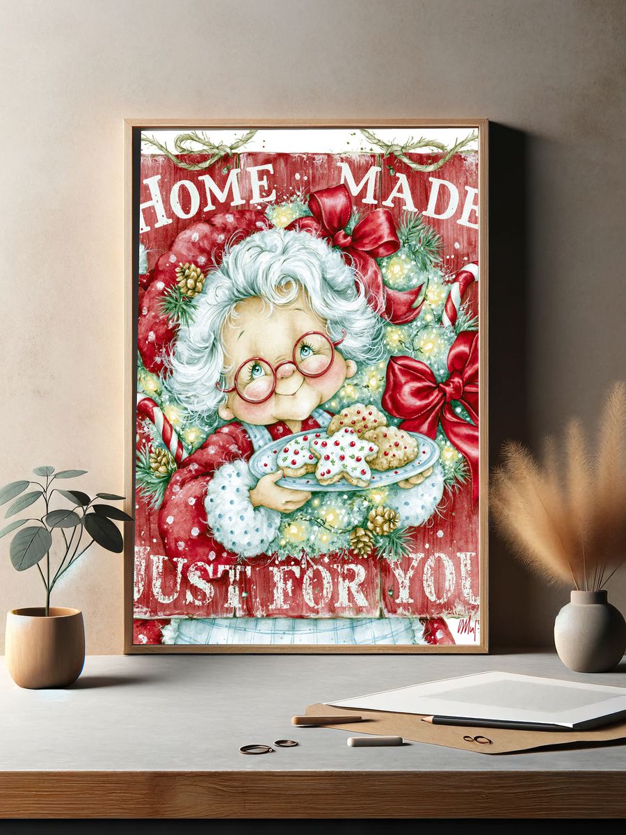 Home Made Santa Christmas Illustration Poster. — room view 2