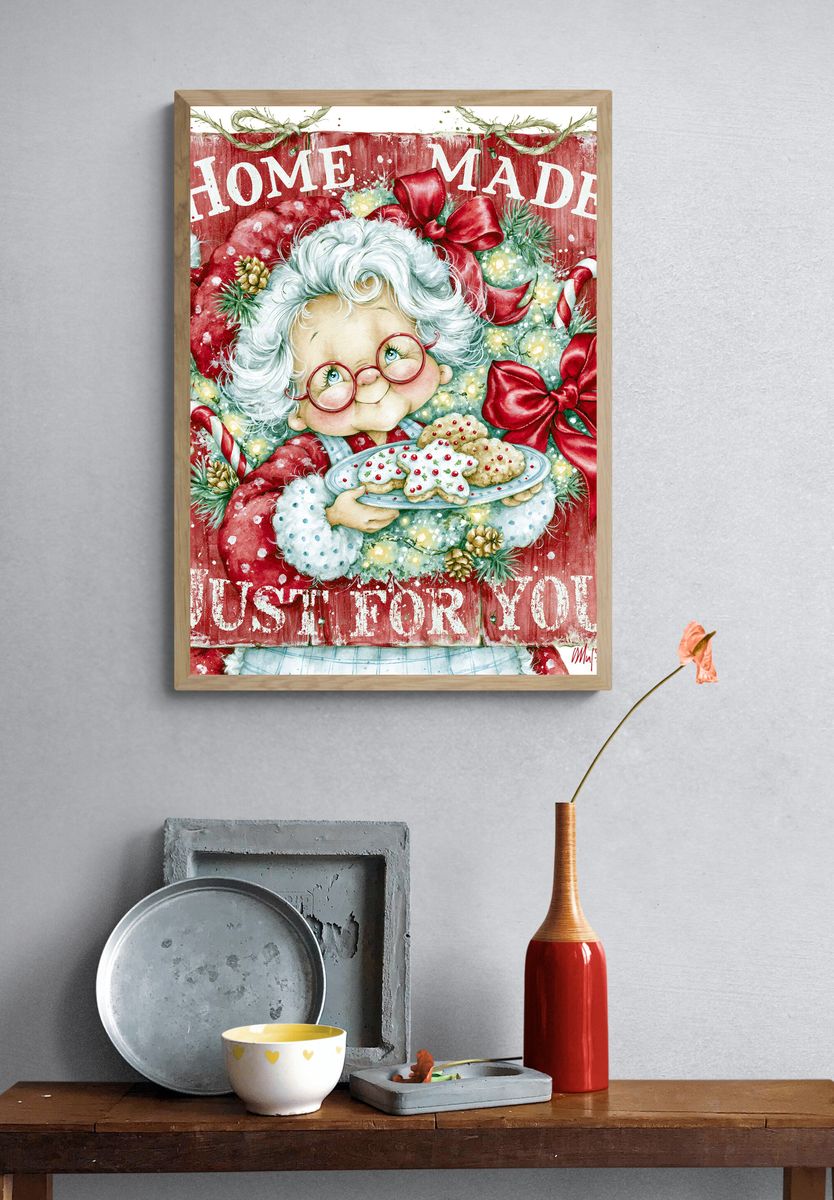 Home Made Santa Christmas Illustration Poster. — room view 3