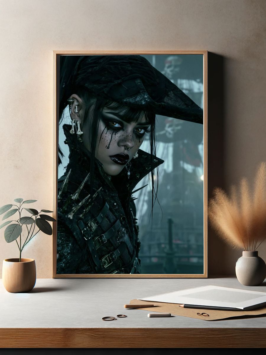 Gothic Cyberpunk Portrait Print. — room view 2