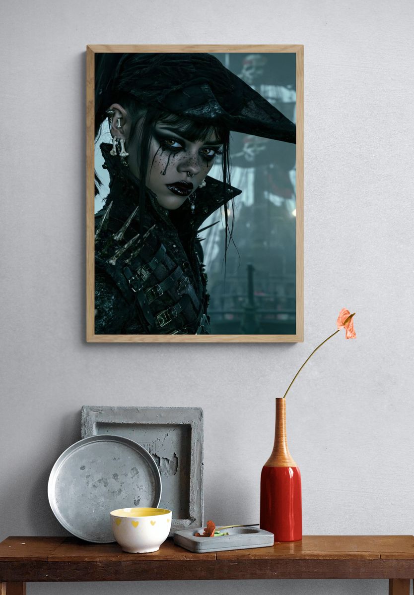 Gothic Cyberpunk Portrait Print. — room view 3