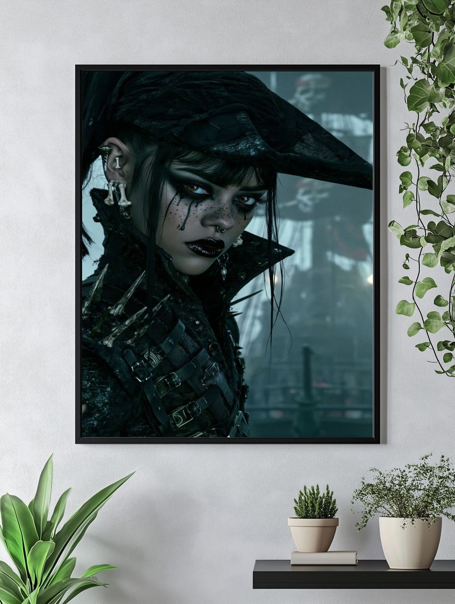 Gothic Cyberpunk Portrait Print. — room view 4