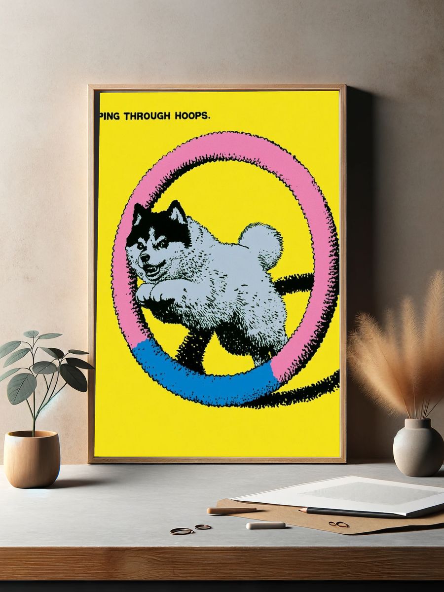 Jumping Through Hoops Cat Pop-Art Poster. — room view 2
