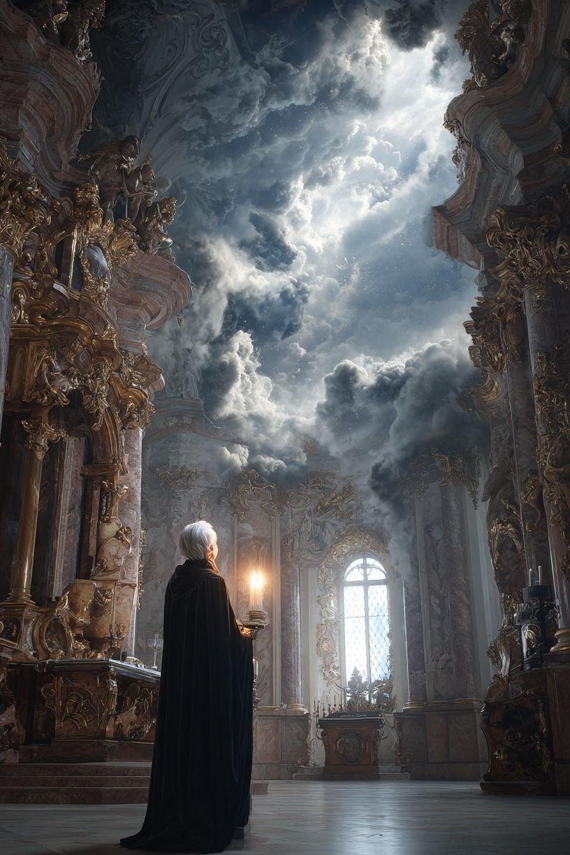 Celestial Cathedral Fantasy Print. poster — illustration art