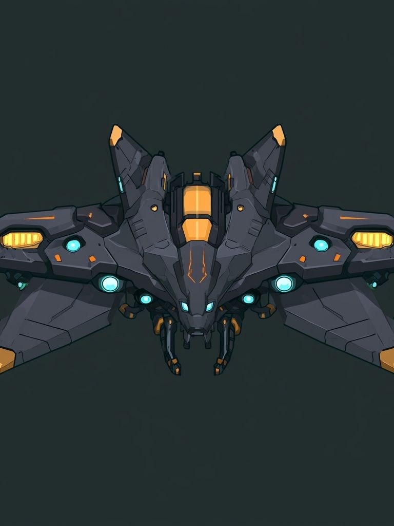 Futuristic Mecha Fighter Illustration Poster. poster detail