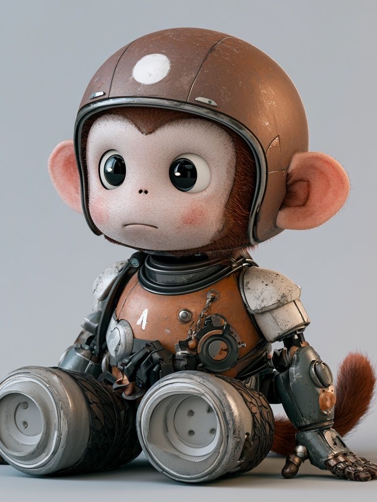 Robot Monkey Character Illustration Poster. poster detail