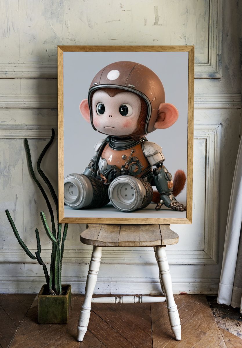 Robot Monkey Character Illustration Poster. room preview