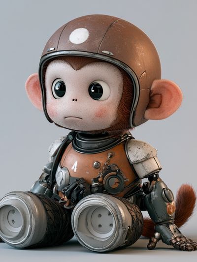 Robot Monkey Character Illustration Poster.