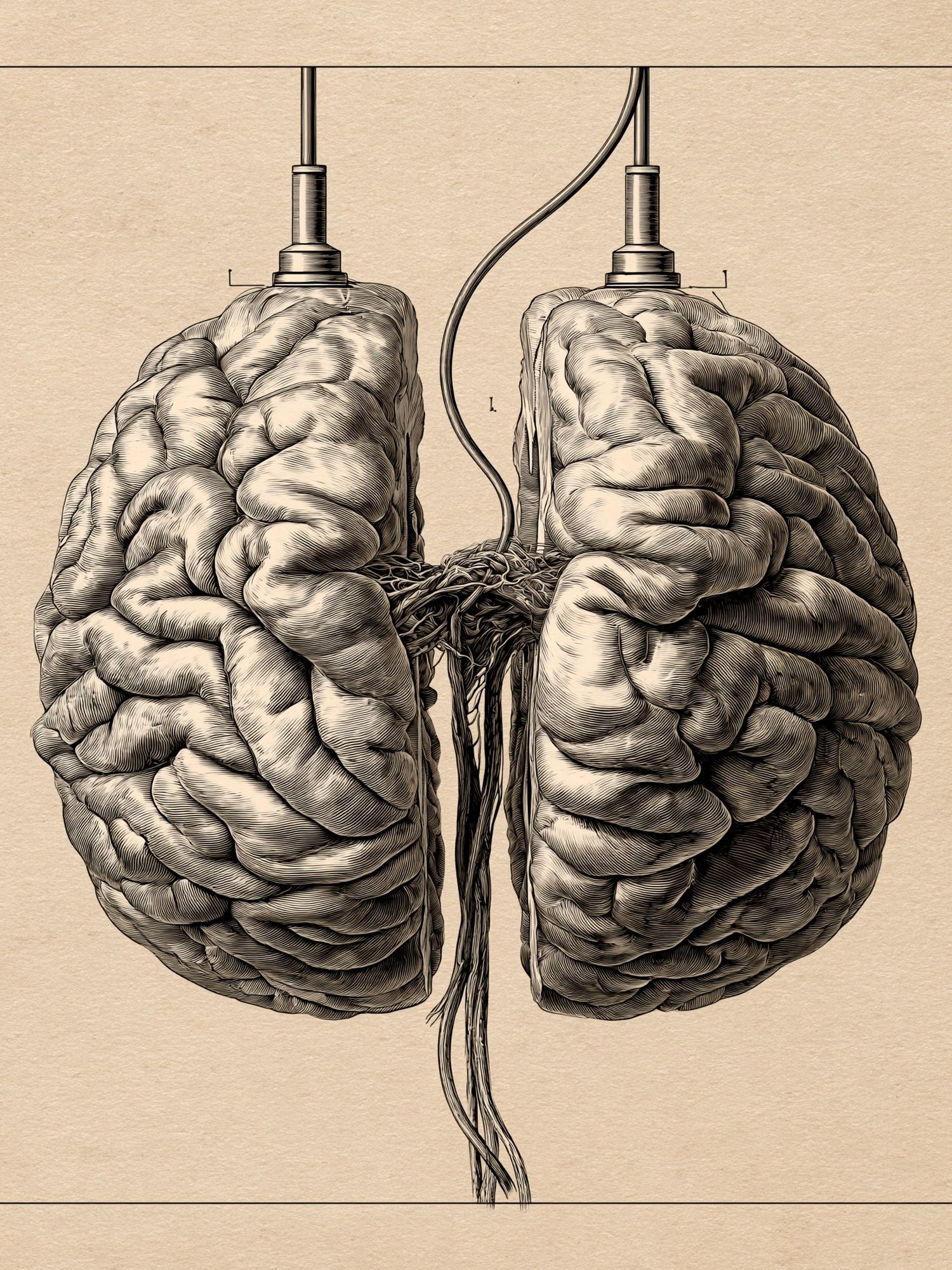 Anatomical Brain Ink Print. poster — illustration art