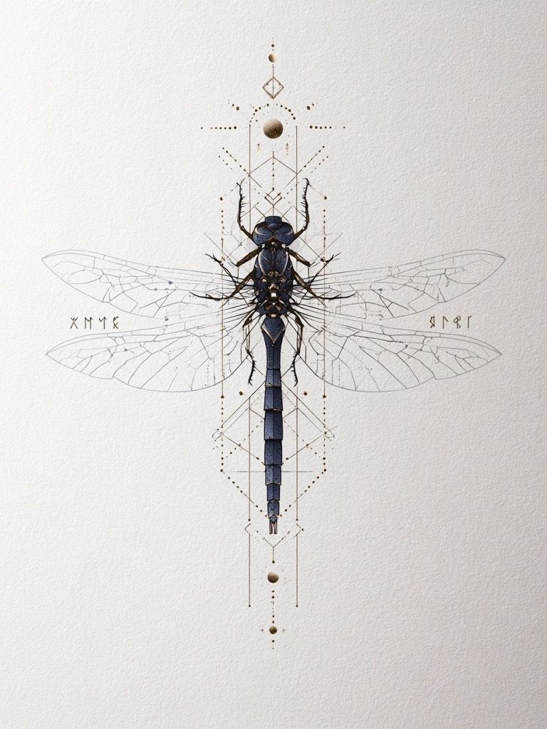 Dragonfly Geometric Illustration Poster. poster — illustration art