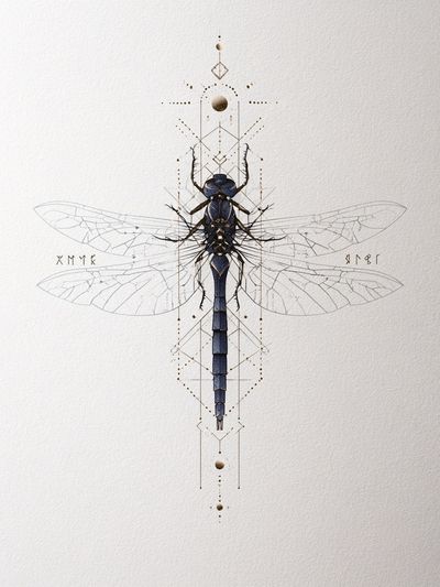 Dragonfly Geometric Illustration Poster. poster