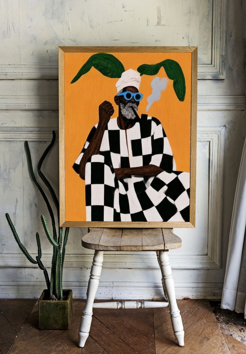 Checkerboard Figure Illustration Poster. room preview