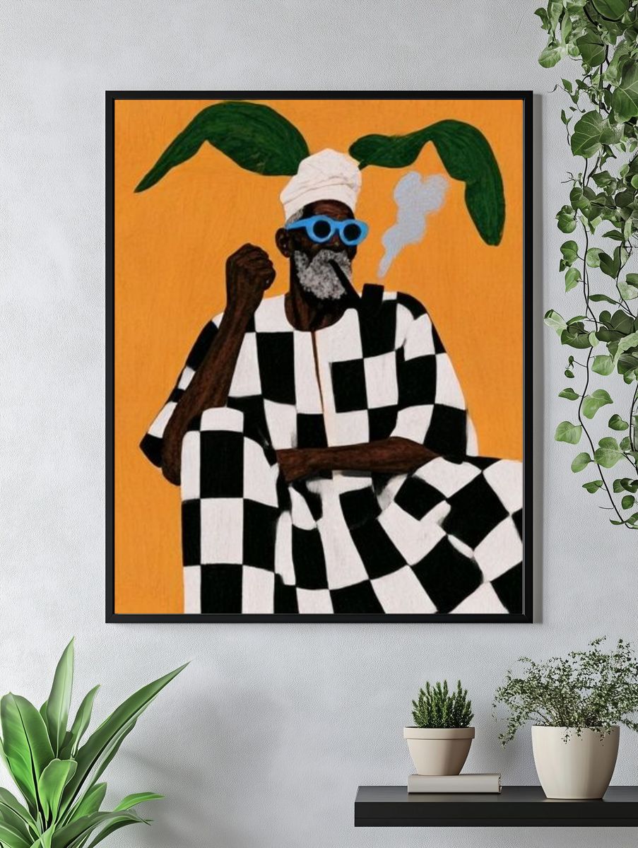 Checkerboard Figure Illustration Poster. — room view 4