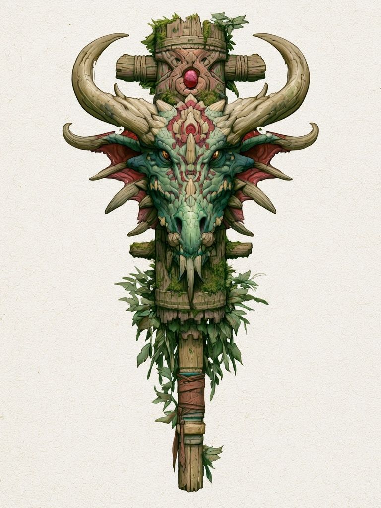 Forest Totem Dragon Illustration Poster. poster — illustration art