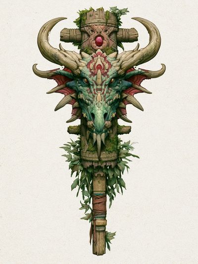 Forest Totem Dragon Illustration Poster. poster