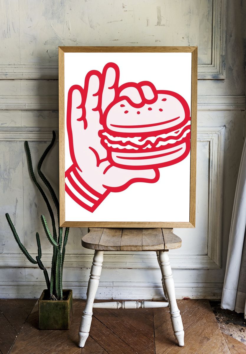 Burger Hand Illustration Poster. room preview