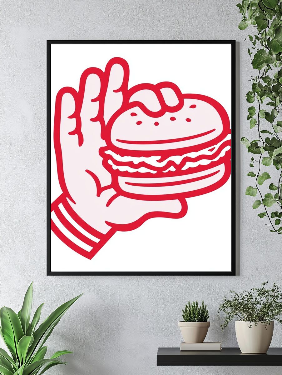 Burger Hand Illustration Poster. — room view 4