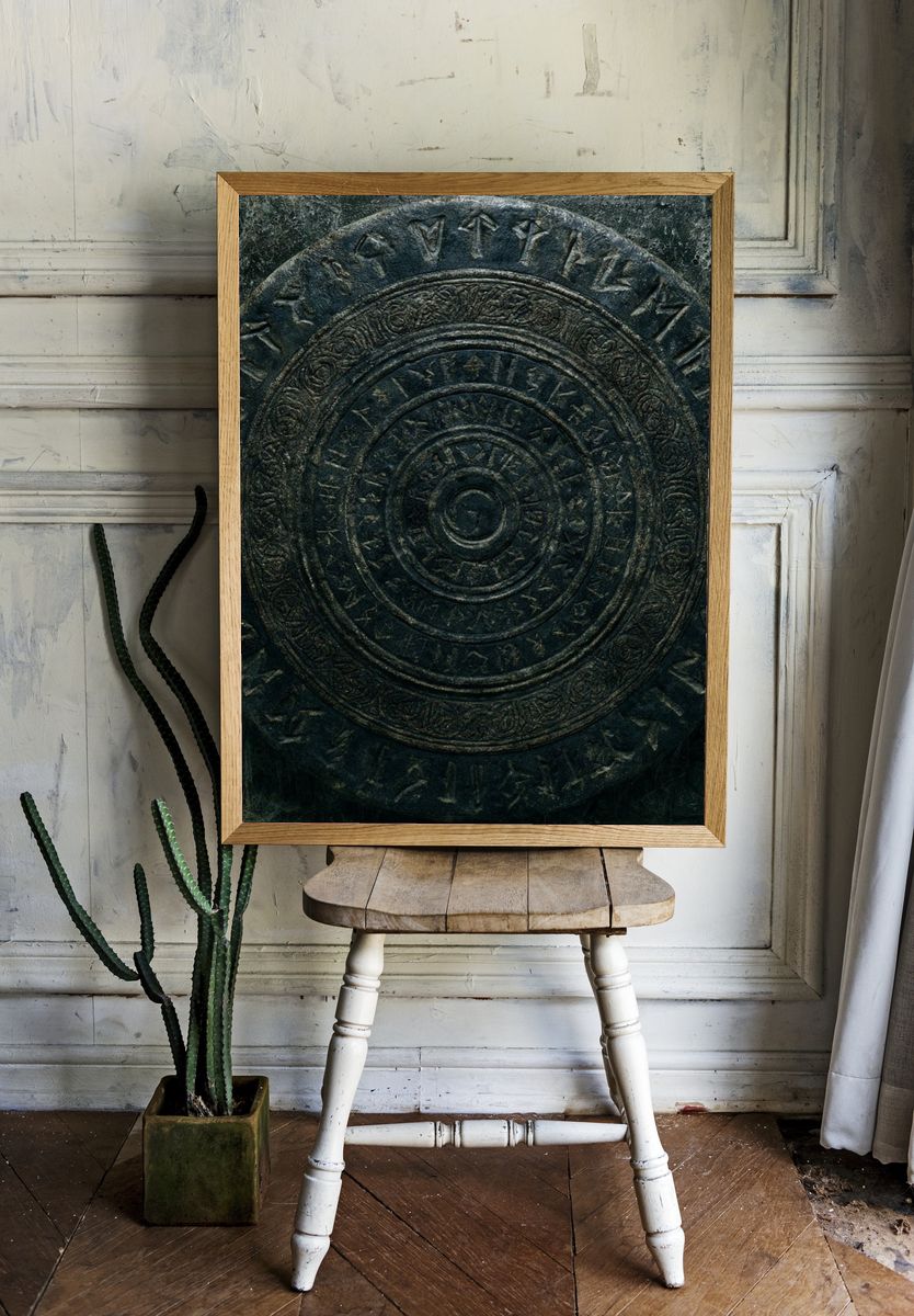 Ancient Rune Circle Illustration Print. — room view 1