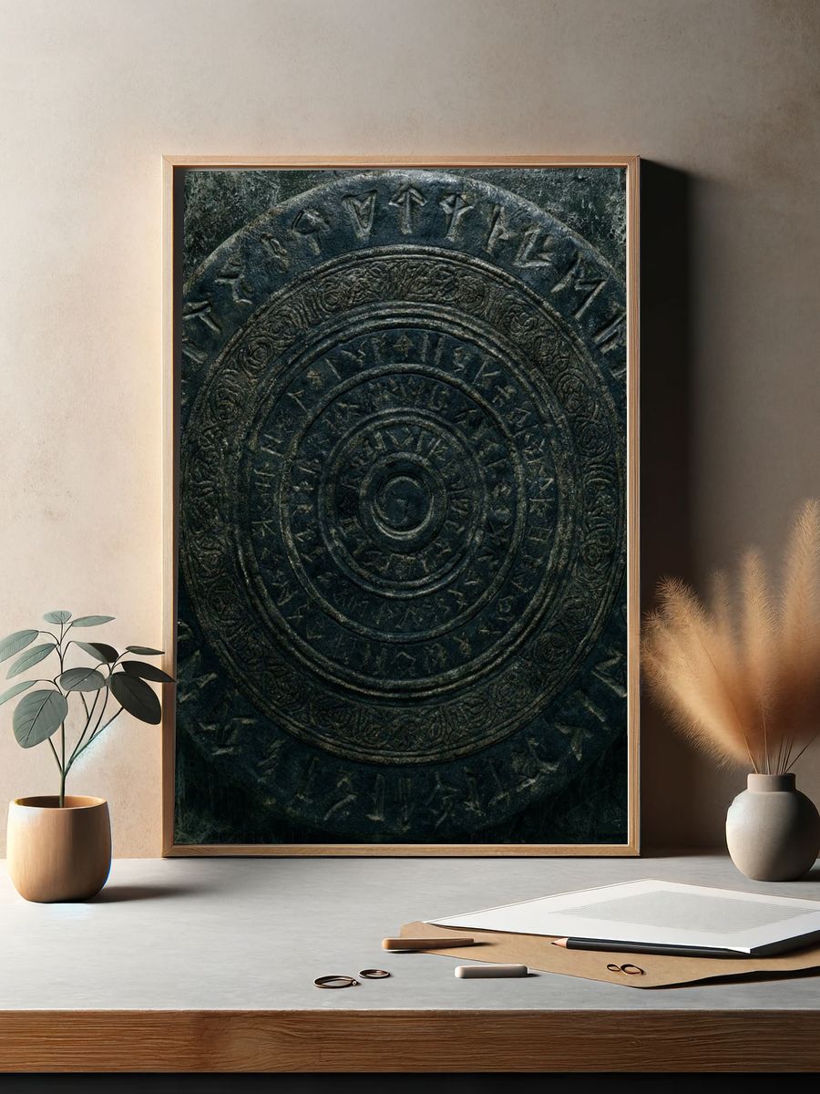 Ancient Rune Circle Illustration Print. — room view 2