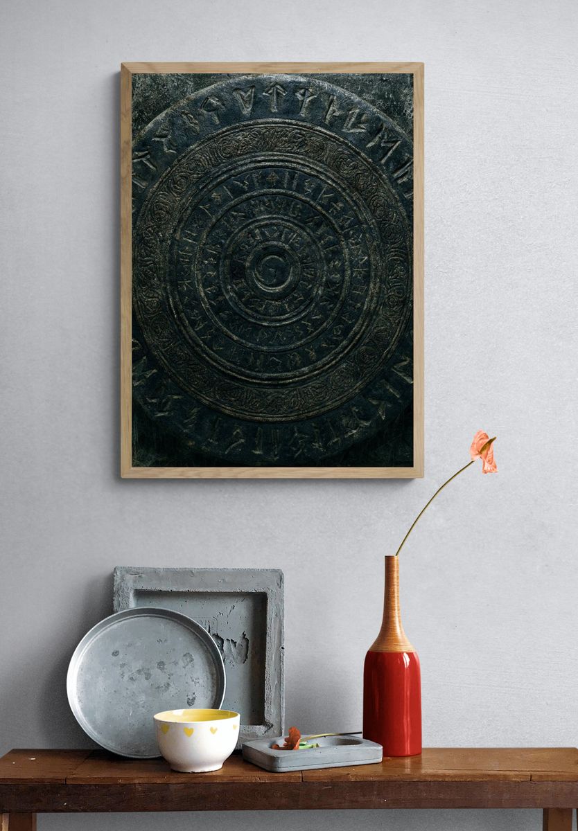Ancient Rune Circle Illustration Print. — room view 3