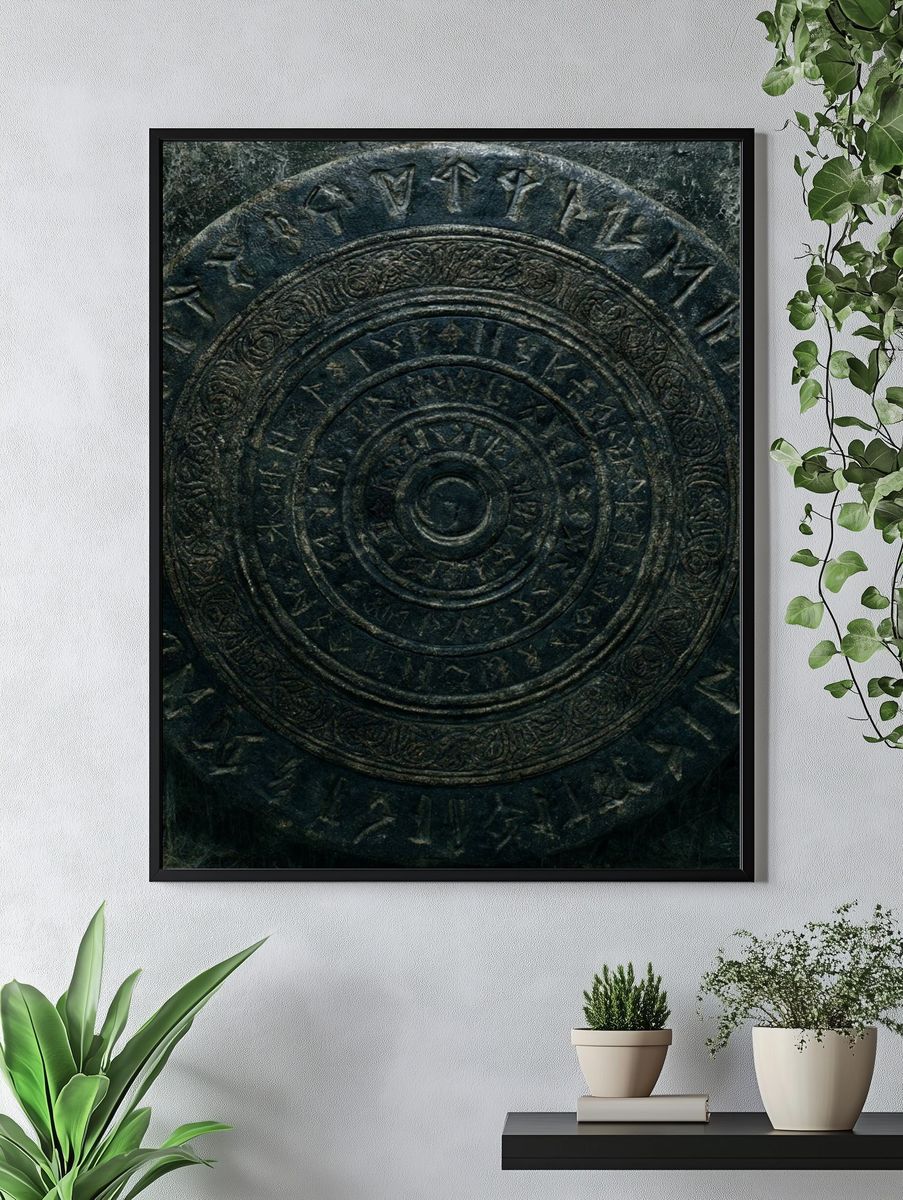 Ancient Rune Circle Illustration Print. — room view 4