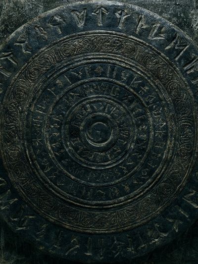 Ancient Rune Circle Illustration Print. poster