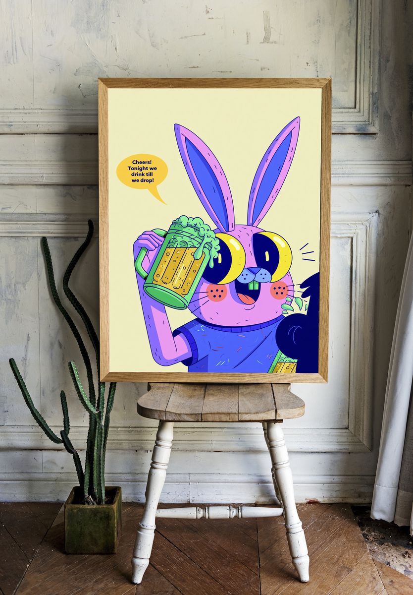 Party Bunny Cartoon Poster. room preview
