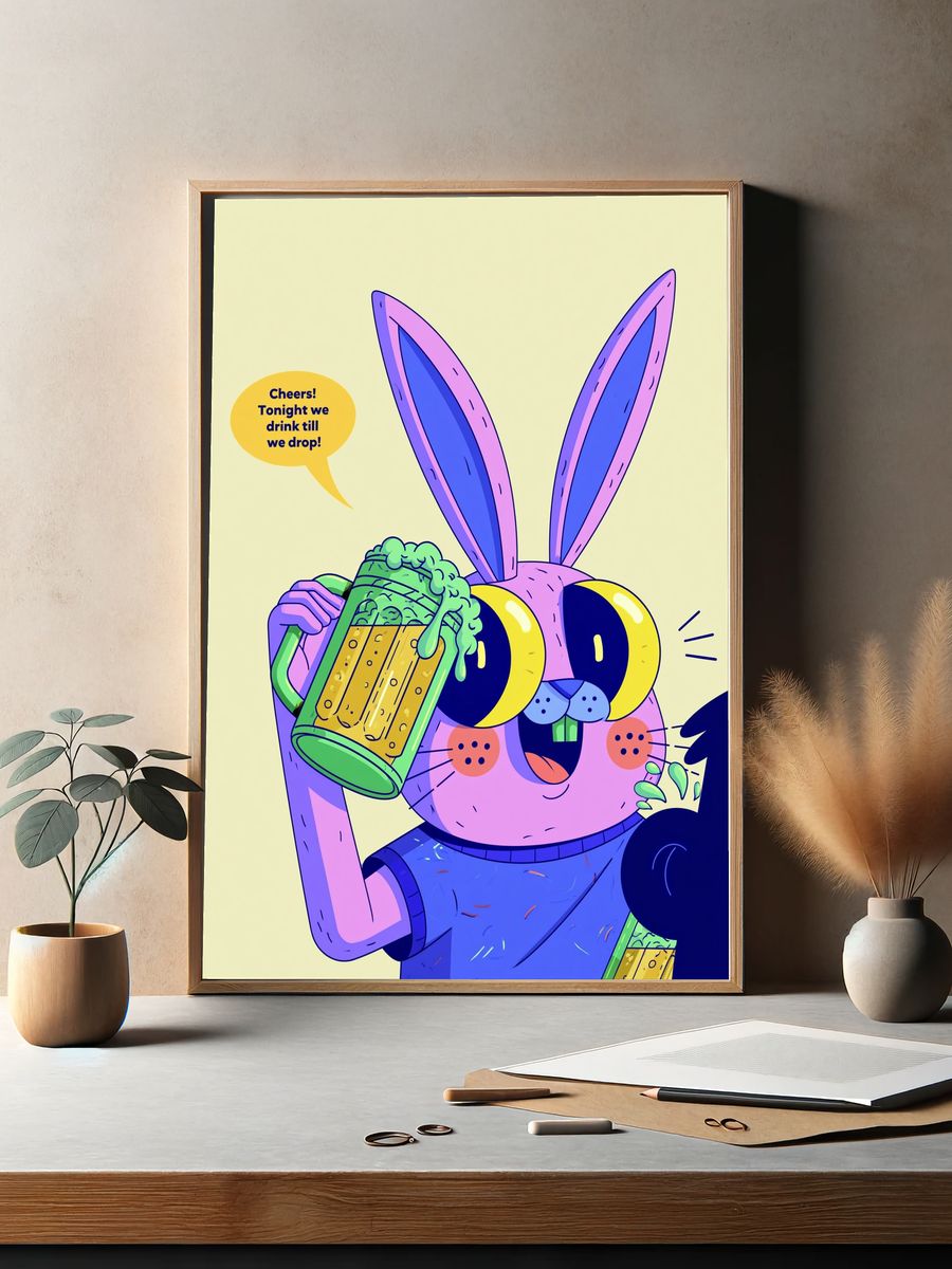Party Bunny Cartoon Poster. — room view 2