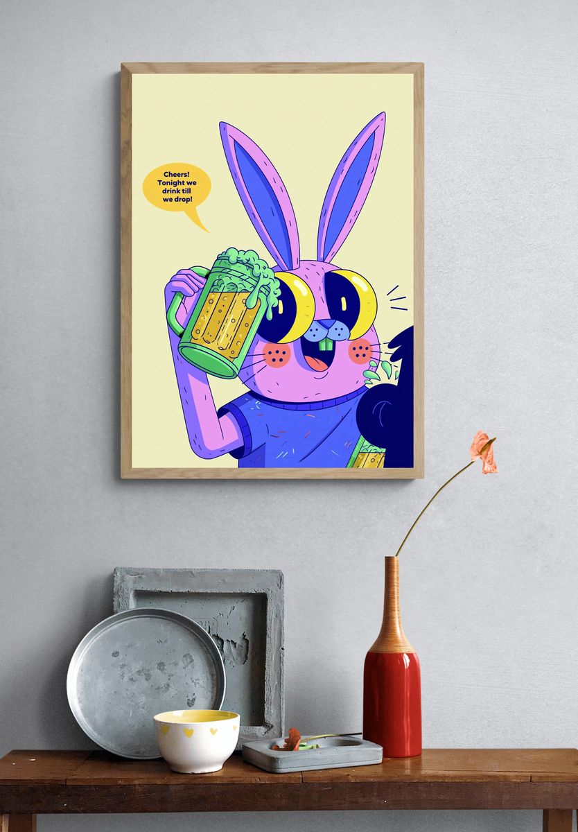 Party Bunny Cartoon Poster. — room view 3