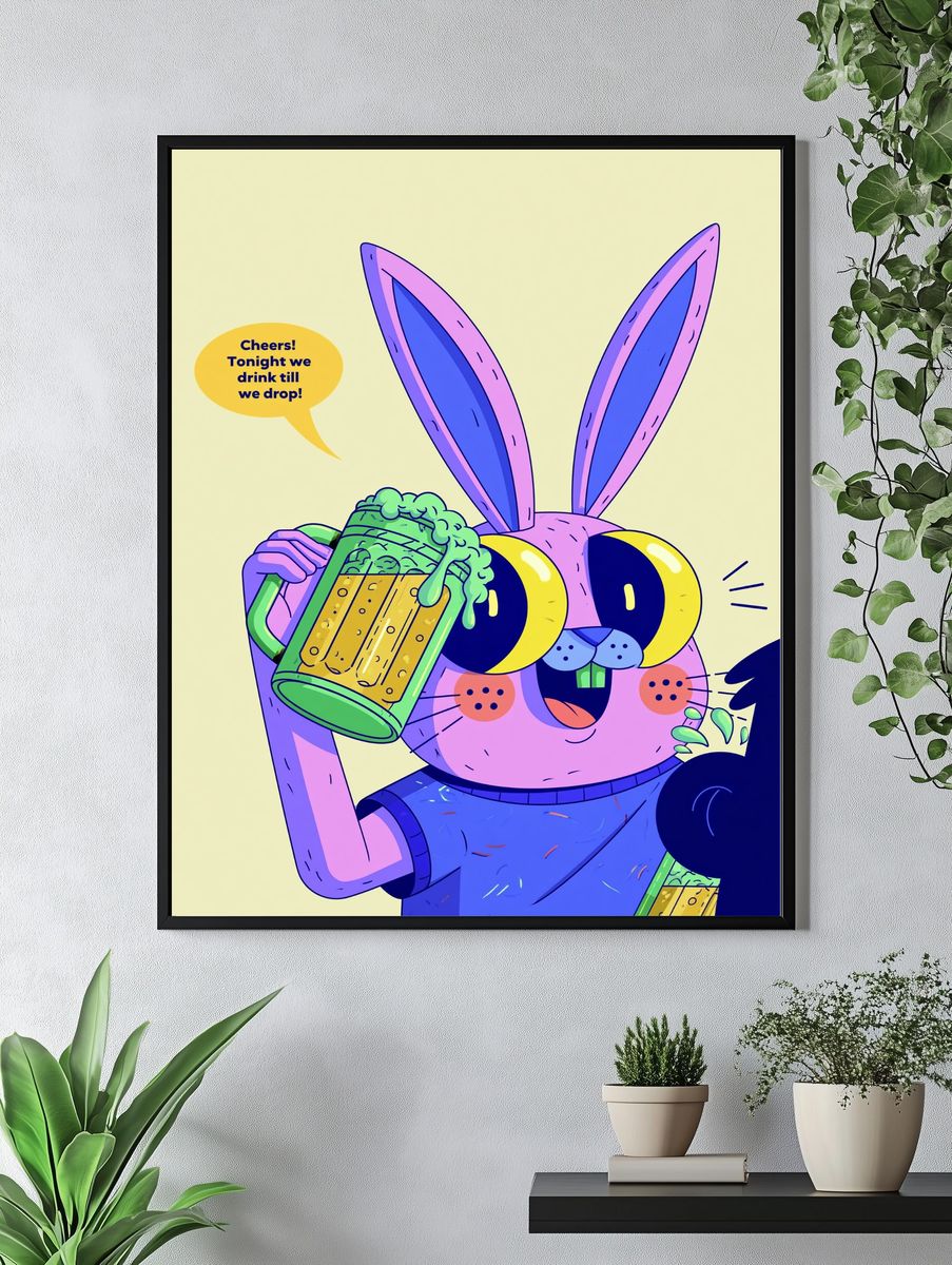 Party Bunny Cartoon Poster. — room view 4