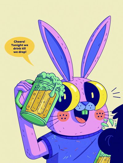 Party Bunny Cartoon Poster.