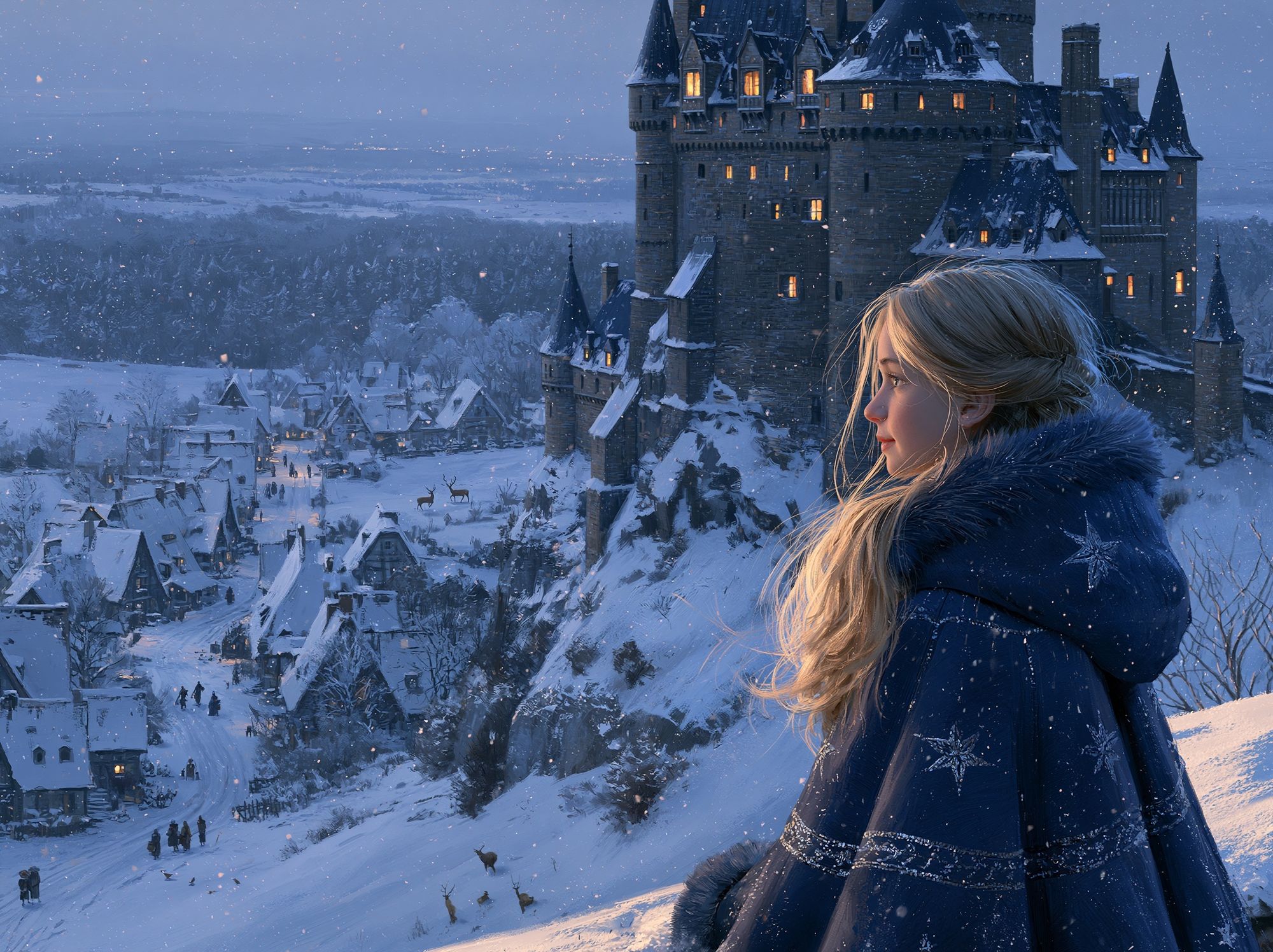 Winter Castle Girl Illustration Poster. poster — illustration art