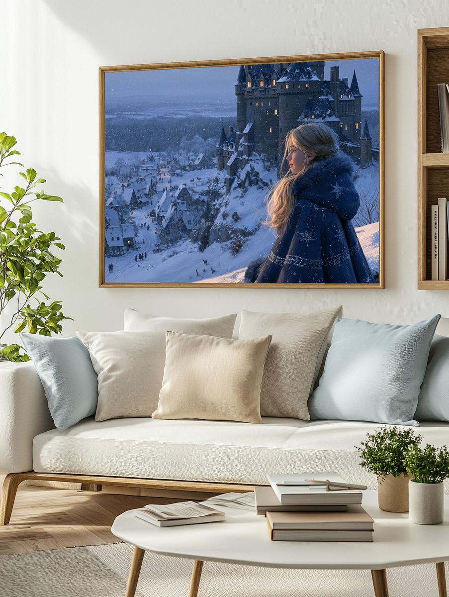 Winter Castle Girl Illustration Poster. — room view 2