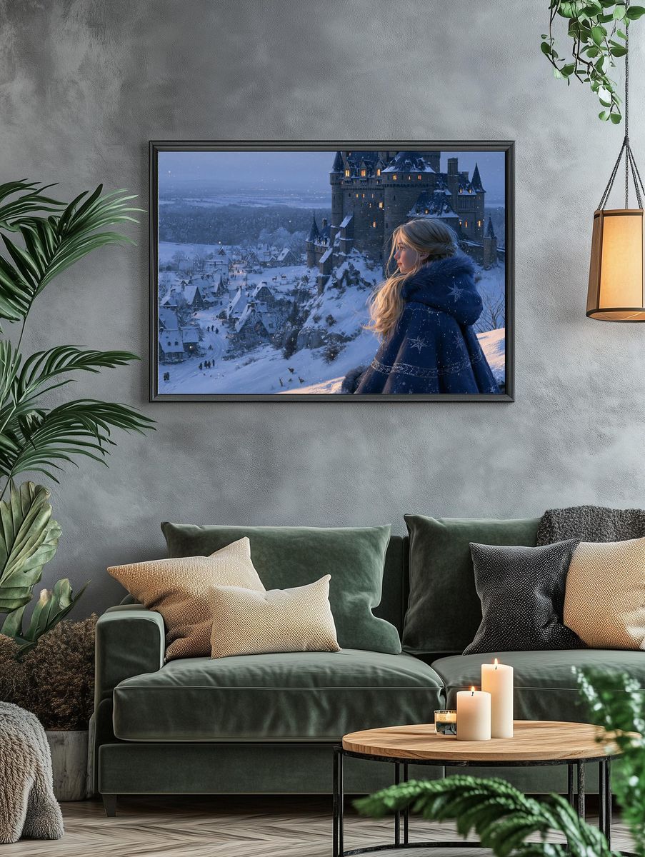 Winter Castle Girl Illustration Poster. — room view 4