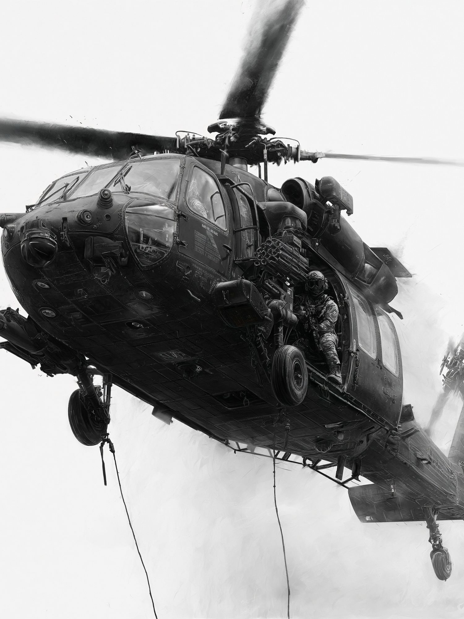 Black Hawk Assault Helicopter Print. poster — illustration art