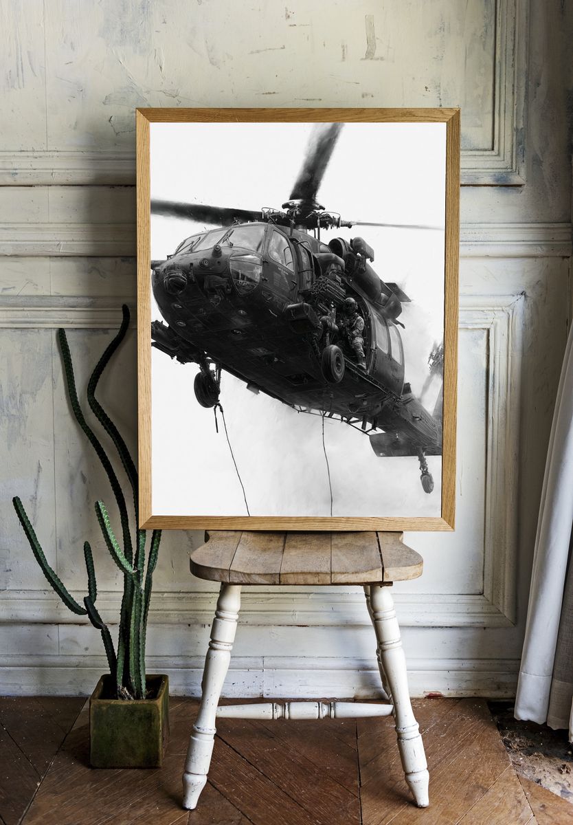 Black Hawk Assault Helicopter Print. — room view 1