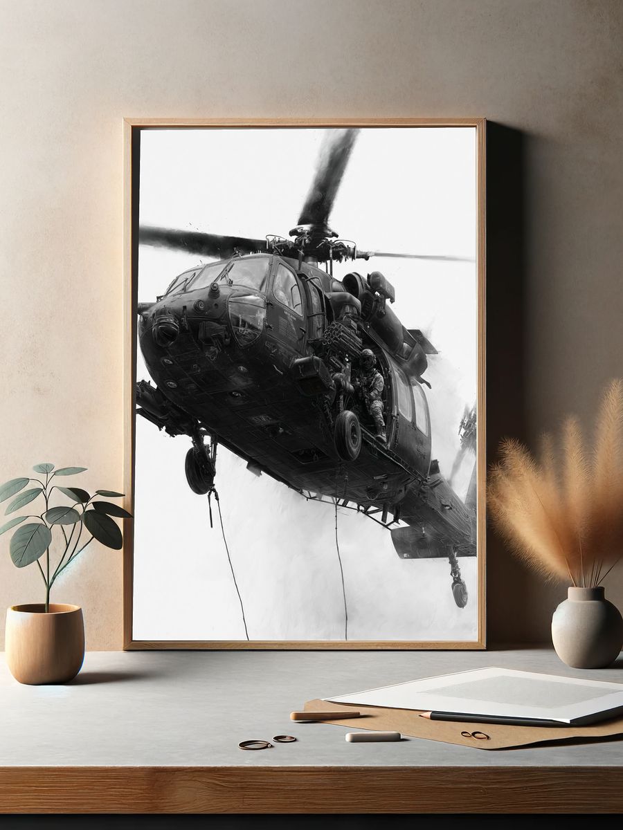 Black Hawk Assault Helicopter Print. — room view 2