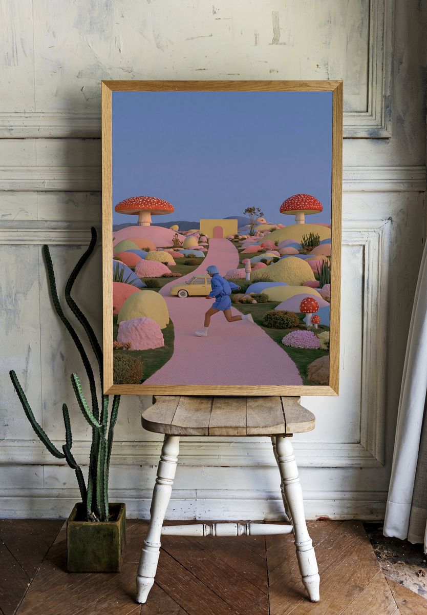 Surreal Mushroom Garden Poster. room preview