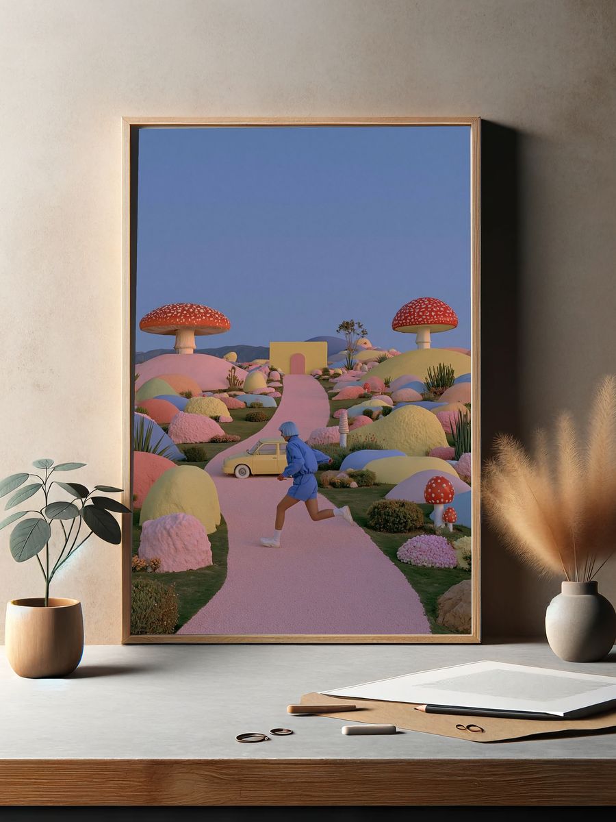 Surreal Mushroom Garden Poster. — room view 2