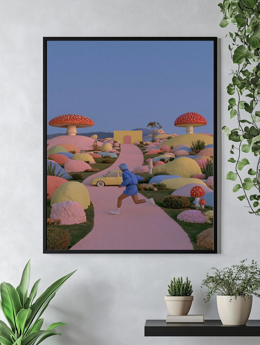 Surreal Mushroom Garden Poster. — room view 4