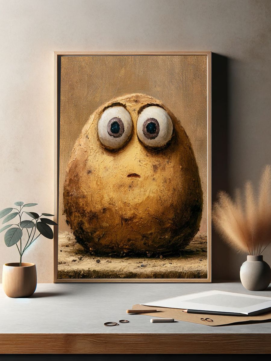 Surprised Potato Illustration Poster. — room view 2