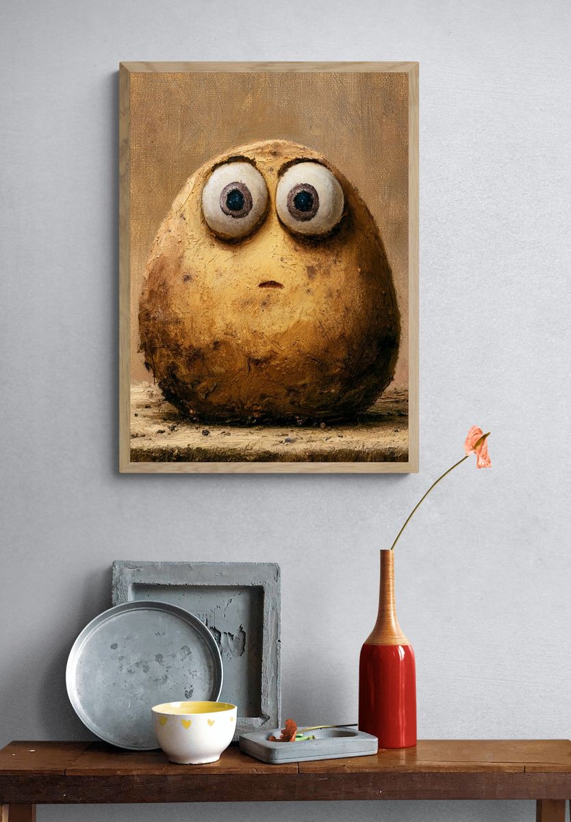 Surprised Potato Illustration Poster. — room view 3