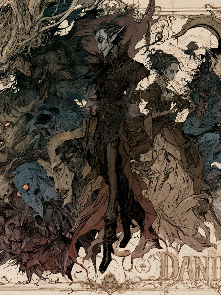 Dark Fantasy Creature Collage Poster. poster — illustration art