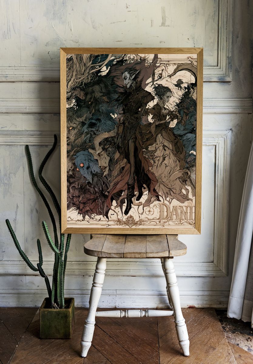 Dark Fantasy Creature Collage Poster. room preview