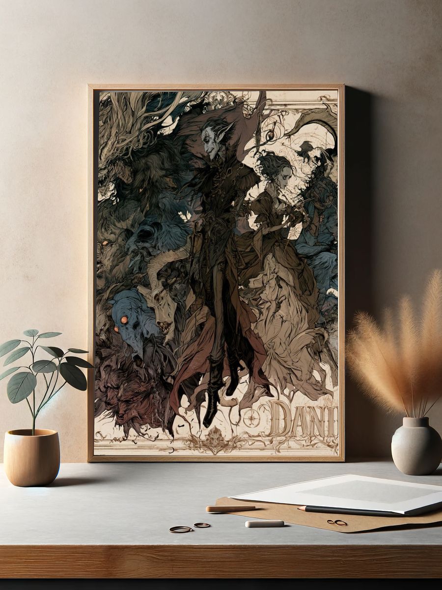 Dark Fantasy Creature Collage Poster. — room view 2