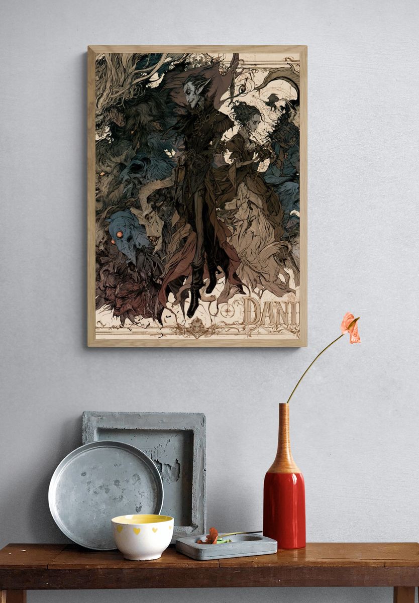 Dark Fantasy Creature Collage Poster. — room view 3