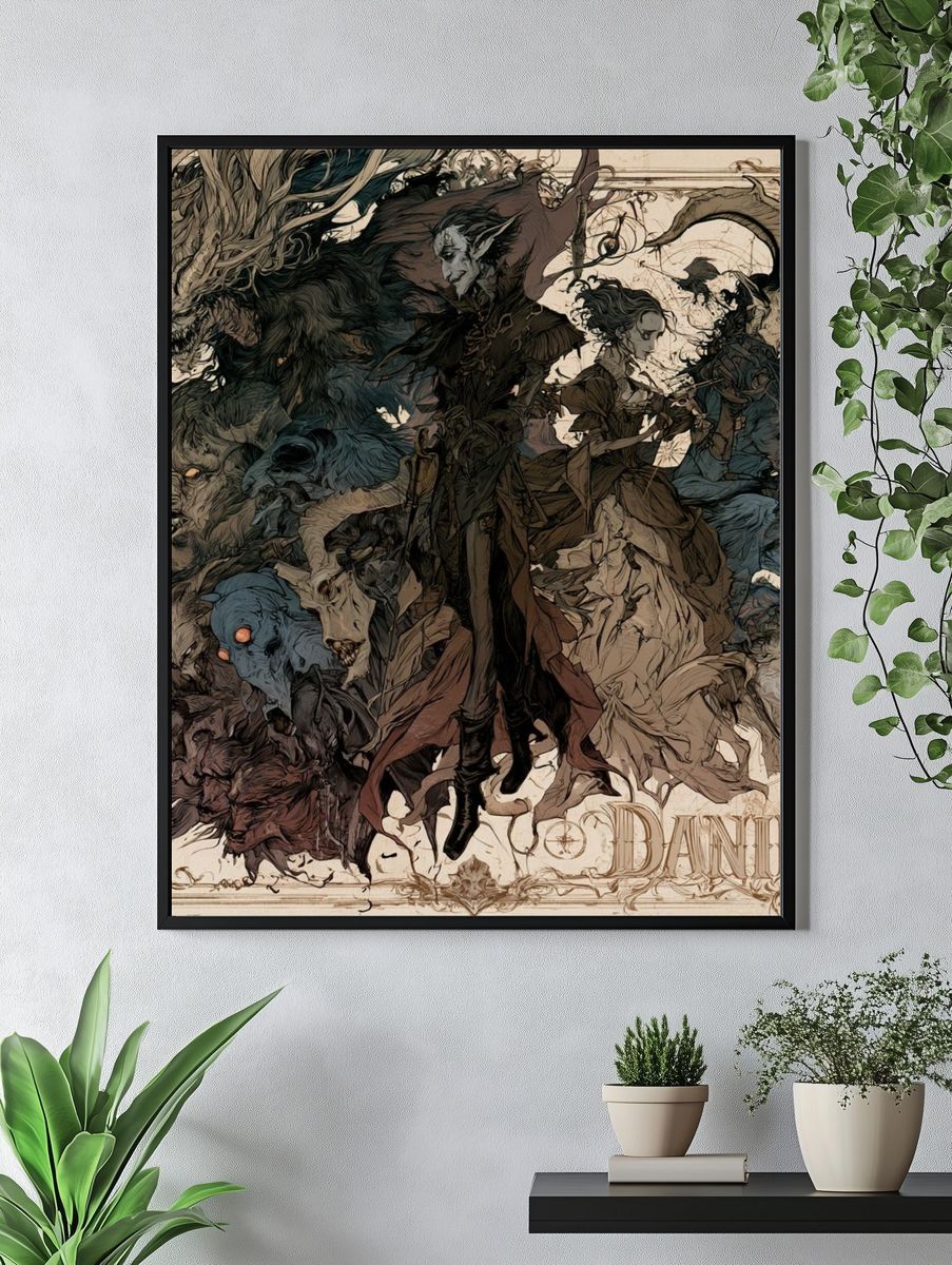 Dark Fantasy Creature Collage Poster. — room view 4