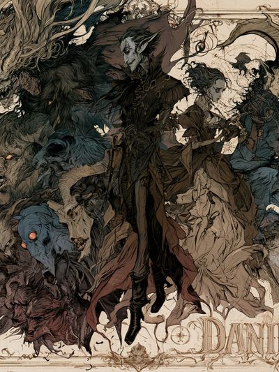 Dark Fantasy Creature Collage Poster. poster
