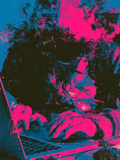 Neon Hacker Glitch Poster.