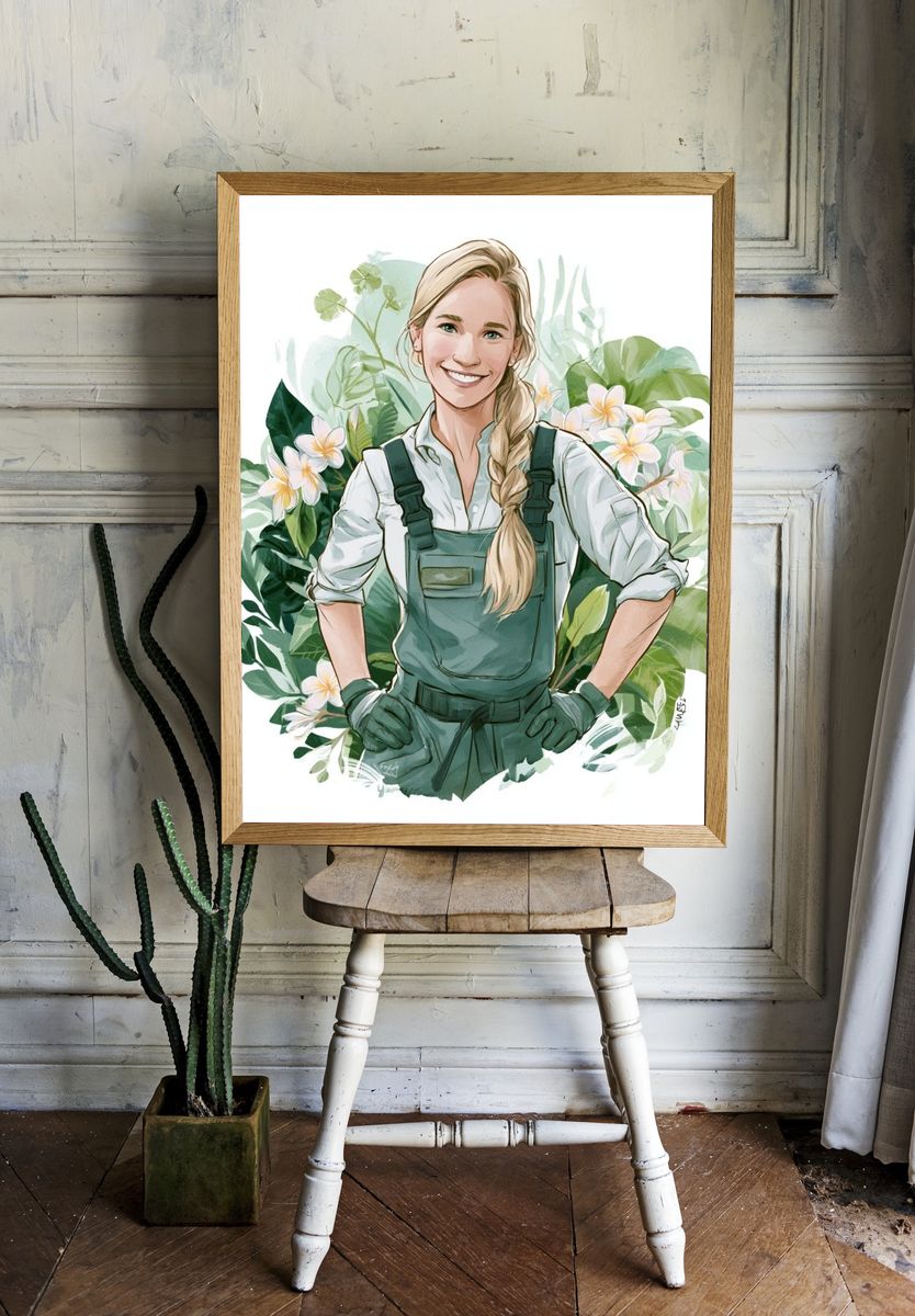 Gardener Portrait Illustration Poster. — room view 1