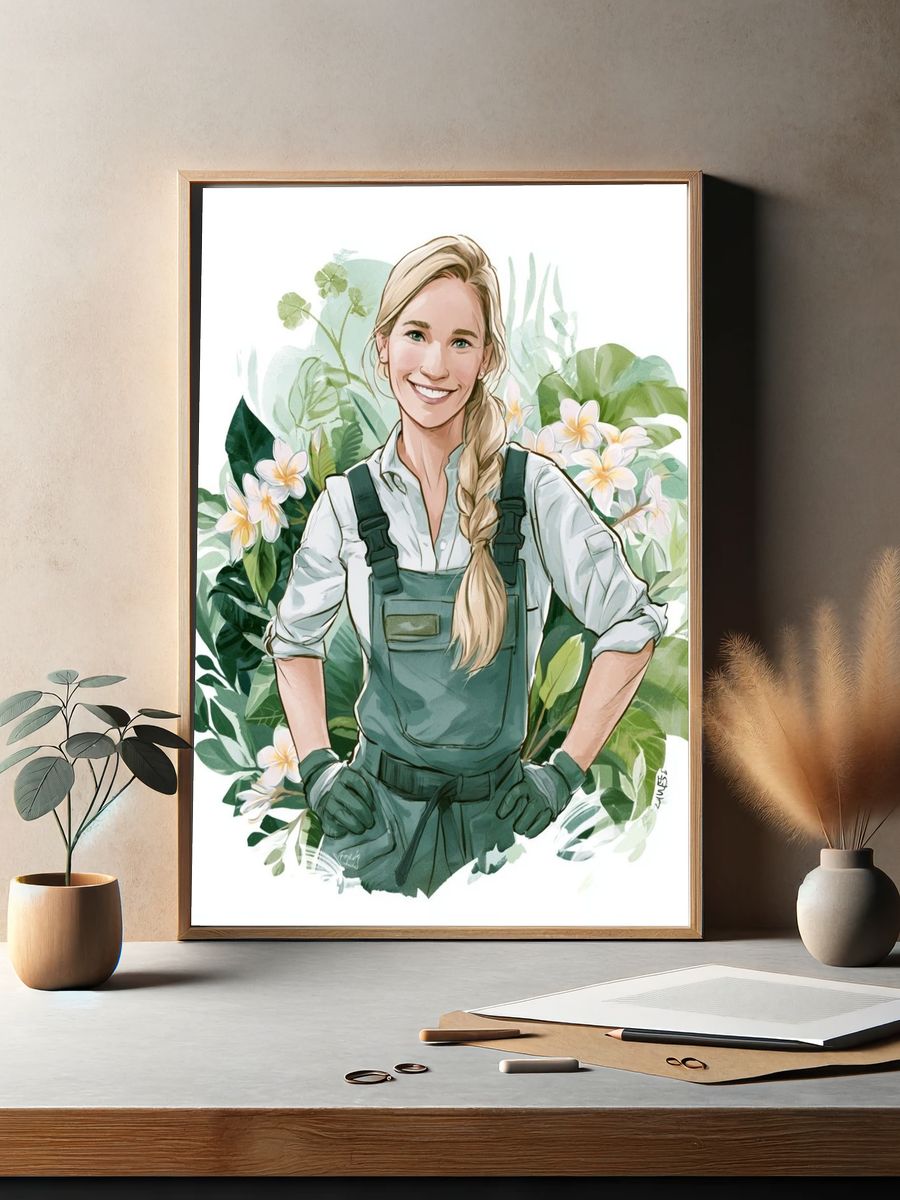 Gardener Portrait Illustration Poster. — room view 2
